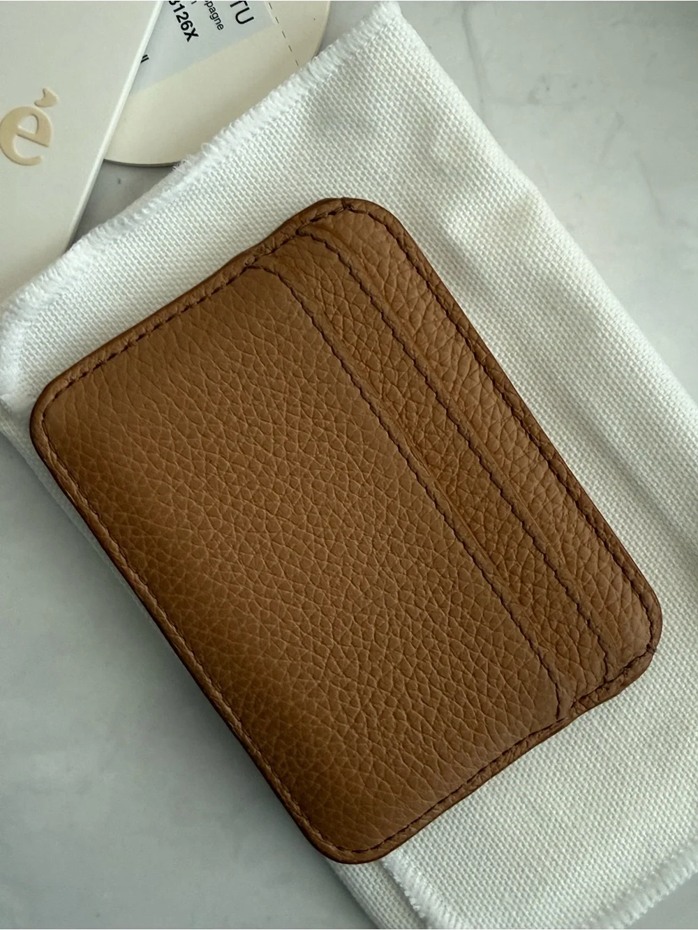 Chloé Marcie Beige Leather Card Holder with Gold Hardware